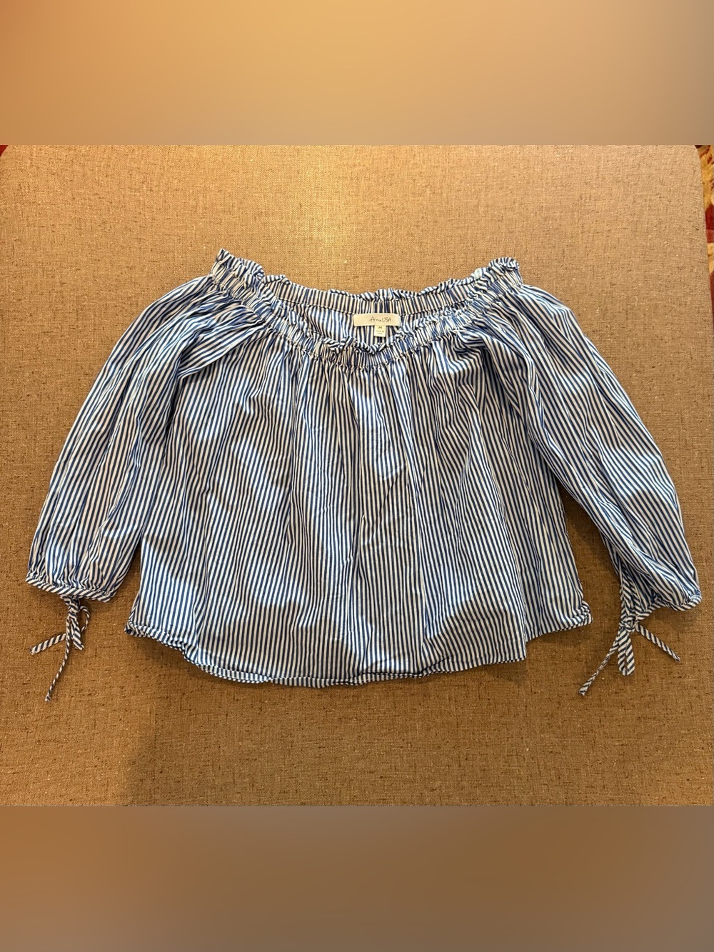 Active USA Blue & White Striped Off-Shoulder Blouse